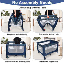 Load image into Gallery viewer, 2-in-1 Foldable Baby Playpen with Lockable Wheels and Mattress
