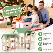Load image into Gallery viewer, Kids Dollhouse, 3-Storey Wooden Dolls House with 6 Simulated Rooms
