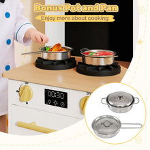 Load image into Gallery viewer, Wooden play kitchen with stove and sounds childrens kitchen with sink
