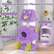 Load image into Gallery viewer, Cat Tree, 111cm Monster-Themed Cat Tower with 2 Cat Condos, Sisal Scratching Post and Hanging Sound-Making Toys
