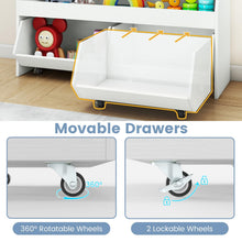 Load image into Gallery viewer, Wooden Children Bookshelf with 2 Drawers on Wheels
