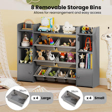 Load image into Gallery viewer, 142 cm Large Toy Storage Organizer with 8 Removable Bins and Bookshelf

