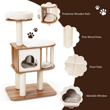 Load image into Gallery viewer, 4-Tier Wooden Cat Tree for Climbing Sleeping
