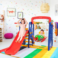 Load image into Gallery viewer, Toddler Swing and Slide Set, 4-in-1 Children Climber and Swing Set with Basketball Hoop
