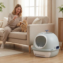 Load image into Gallery viewer, Cat Litter Box with Lid, Helicopter Style Fully Enclosed Cat Toilet with Scoop
