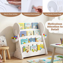 Load image into Gallery viewer, Kids Bookshelf, 4-Tier Book Display Rack with 2 Storage Boxes and Reversible Bottom Shelf

