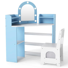 Load image into Gallery viewer, Corner Dressing Table with Lighted Mirror for Playroom Bedroom
