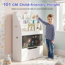 Load image into Gallery viewer, Kids Bookshelf, Wooden Children Bookcase with Chalkboard

