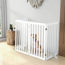 Load image into Gallery viewer, Folding Pet Gate 4 Panels Wooden Freestanding Dog Fence
