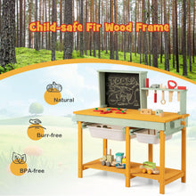 Load image into Gallery viewer, Kids Workbench, Wooden Play Workbench with Chalkboard, Storage Shelf
