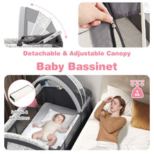Load image into Gallery viewer, 5 in 1 Portable Pack and Play with Bassinet and Mattress
