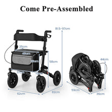 Load image into Gallery viewer, Walker for Seniors with Seat Folding Rollator Walker with Pneumatic Tires
