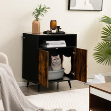 Load image into Gallery viewer, Cat Litter Box Enclosure, Wooden Hidden Kitty Washroom with Shelves
