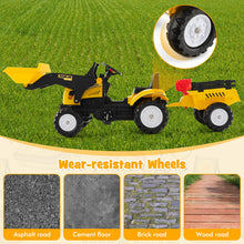 Load image into Gallery viewer, Kids Ride on Excavator, Pedal Go Kart with Manual Control Bucket, Detachable Cargo Trailer, Shovel, Rake
