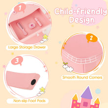 Load image into Gallery viewer, Kids Vanity Table and Stool Set, 2-in-1 Children Dressing Table

