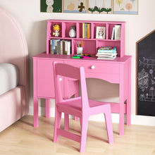 Load image into Gallery viewer, Kids Study Desk and Chair Set with Hutch and Storage Cabinet
