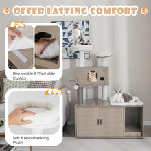 Load image into Gallery viewer, Cat Tree with Litter Box Enclosure Wooden Cat House Furniture
