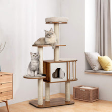 Load image into Gallery viewer, 5-Tier Wooden Cats Play Tower with Perch Platform Condo

