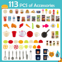 Load image into Gallery viewer, Kids Kitchen Playset Corner Play Kitchen with Realistic Sounds and Lights
