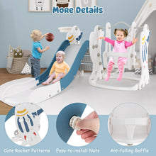 Load image into Gallery viewer, Toddler Swing and Slide Set, 4-in-1 Children Climber and Swing Set with Basketball Hoop

