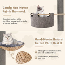 Load image into Gallery viewer, 5-Tier Wooden Cat Tower Floor to Ceiling Cat Tree with Adjustable Height
