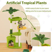 Load image into Gallery viewer, Cute Cat Tree for Adult Cats Multi-level Kitty Tower with Artificial Leaves

