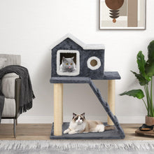 Load image into Gallery viewer, 90cm Modern Cat Tree 3-level Cat Condo Furniture with Openable Roof
