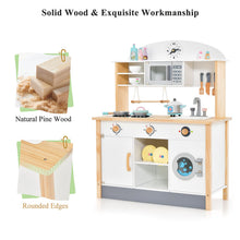 Load image into Gallery viewer, Wooden Kids Play Kitchen Set with Microwave Oven and Washing Machine
