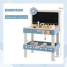 Load image into Gallery viewer, Kids Wooden Play Workbench with Blackboard and Tool Parts Set
