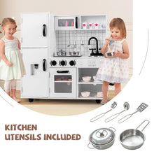 Load image into Gallery viewer, Kids Play Kitchen, Wooden Toy Kitchen with Stoves, Sink, Lights, Sounds, Water Dispenser
