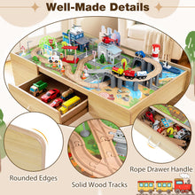 Load image into Gallery viewer, Wooden Train Track Set, 3-in-1 Kids Activity Table
