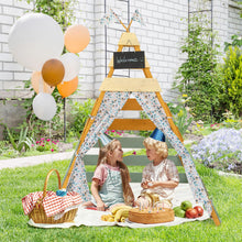 Load image into Gallery viewer, Large Teepee Tent, Wooden Play Tent with Removable Chalkboard, Washable Flags and Door Curtains

