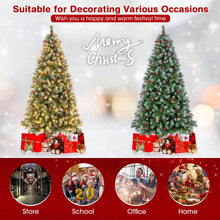 Load image into Gallery viewer, 6.5 FT Artificial Xmas Tree with 909 PVC Branch Tips and 420 Warm White LED Lights
