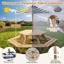 Load image into Gallery viewer, 6 Seat Kids Picnic Bench Set with Removable Adjustable Umbrella
