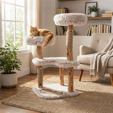 Load image into Gallery viewer, Wooden Cat Tree, Multi-Layer Cats Tower with Jute Scratching Posts &amp; Top Perch
