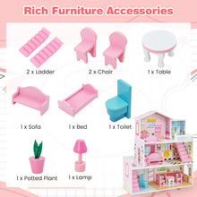 Load image into Gallery viewer, Kids Wooden Dollhouse, 3 Storey DIY Pretend Doll House
