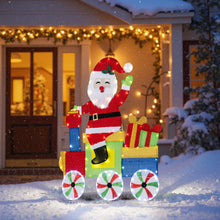 Load image into Gallery viewer, 4FT Lighted Santa Claus on Train, 2D Pre-Lit Indoor Outdoor Christmas Decoration
