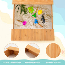 Load image into Gallery viewer, Outdoor Wooden Kids Sandbox with Bench Seat and 2 Removable Boxes
