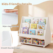 Load image into Gallery viewer, Kids Bookshelf, Double-Sided Children Bookcase with Wheels
