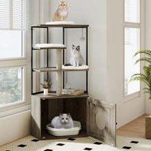 Load image into Gallery viewer, Cat Tree with Litter Box Enclosure with 2 Scratching Posts and 3 Mats
