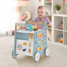 Load image into Gallery viewer, 6-in-1 Wooden Baby Walker, Toddler Push Along Walker with Teaching Clock
