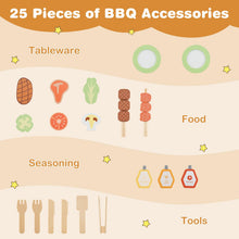 Load image into Gallery viewer, Kids Barbecue Playset, Wooden BBQ Grill Toy Set with Wheels
