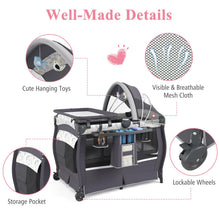 Load image into Gallery viewer, 5 in 1 Portable Pack and Play with Bassinet and Mattress
