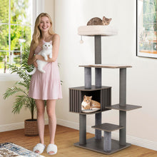 Load image into Gallery viewer, Multi-level Cat Tree for Indoor Cat with Cushion Top Perch
