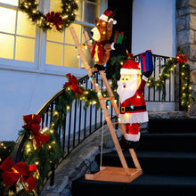 Load image into Gallery viewer, 5.5 Feet Lighted Reindeer and Santa Claus on Ladder 3D Pre-Lit Indoor Outdoor
