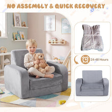 Load image into Gallery viewer, Children's Armchair, 3 in 1 Convertible Fold Out Kids Sofa Bed with Velvet Fabric
