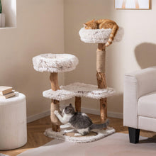 Load image into Gallery viewer, Wooden Cat Tree, Multi-Layer Cats Tower with Jute Scratching Posts &amp; Top Perch
