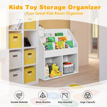 Load image into Gallery viewer, Wooden Kids Bookshelf with 3 Tiers Shelves and 2 Compartments
