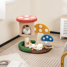 Load image into Gallery viewer, Cat Tree, Mushroom Cat Tower with Condo, Platform, Scratching Posts (60 x 49 x 60cm)
