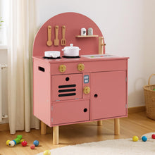 Load image into Gallery viewer, Play Kitchen for Kids Wooden Kitchen Playset with Stoves Faucet
